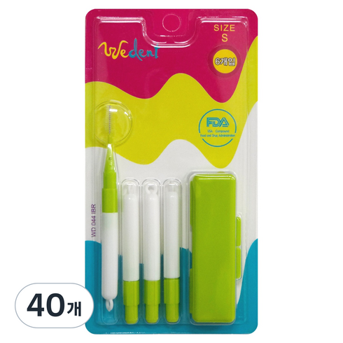 위덴 향기 치간칫솔 S, 1mm, 6개입, 40개