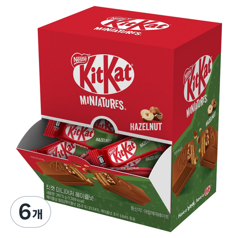 KitKat 미니어처 헤이즐넛 25p, 267.5g, 6개