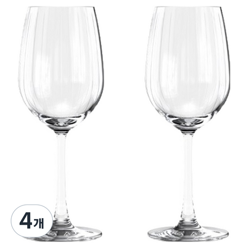 오션글라스 메디슨 스트라이프 화이트 와인잔, 4개, 350ml