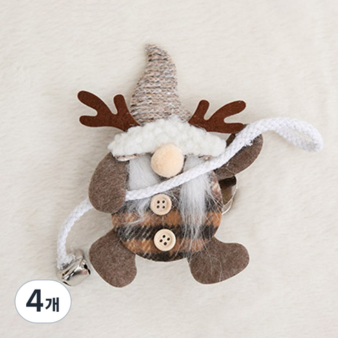 플라워트리 로프 산타 커튼집게 16cm, 브라운, 4개