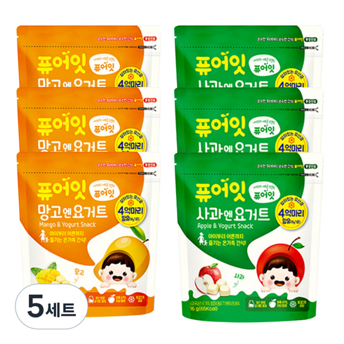 퓨어잇 내이브로 망고엔요거트 3p + 사과엔요거트 3p, 망고요거트, 사과요거트, 5세트