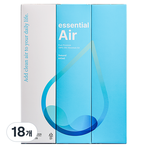 지리에어 산소캔 프리미엄 청정공기 대용량 휴대용 공기캔 에센셜에어 645ml, 18개