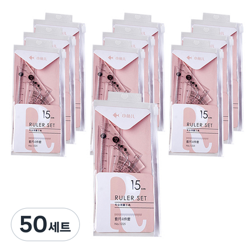 마켓감성 삼각자 각도기 세트, 분홍색, 50세트