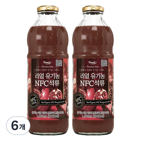 퍼니트 리얼유기농 NFC석류 주스, 1L, 6개