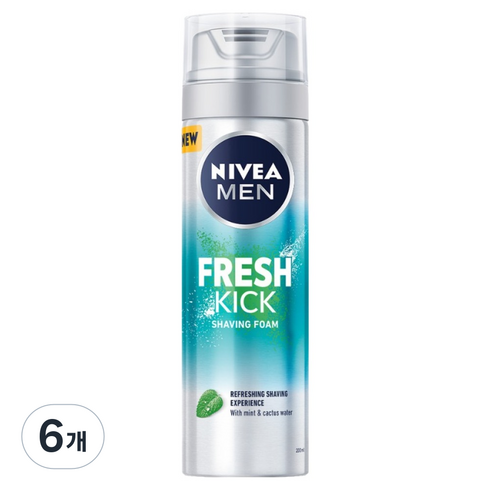 니베아맨 프레시 킥 쉐이빙 폼, 6개, 200ml