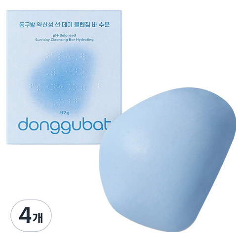 동구밭 약산성 선 데이 수분 올인원 클렌징 바, 97g, 4개