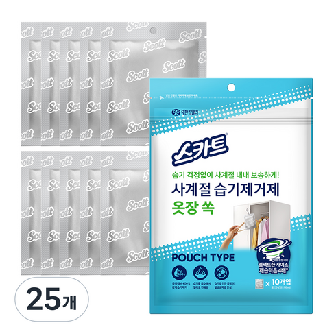 스카트 사계절 습기제거제 옷장 쏙 본품 10P, 300g, 25개