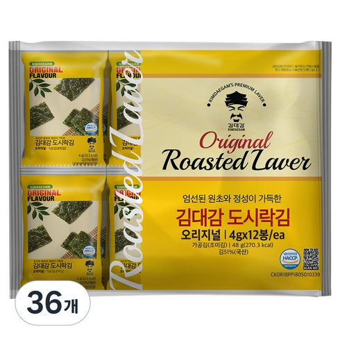 김대감 오리지널 도시락김, 4g, 36개