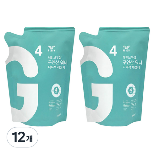 레인보우샵 구연산 워터 다목적세정제 리필, 500ml, 12개