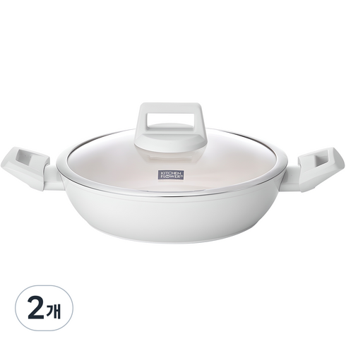 쿠킨 인덕션 그린우드 전골냄비, 24cm, 아이보리, 2개