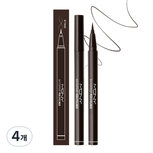 맥퀸뉴욕 워터프루프 펜아이라이너 0.6g, 브라운 블랙, 4개