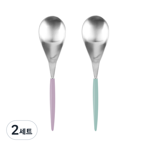 보겐 국산 몽블랑 에펠 샤틴 우동 숟가락 2종 세트, 다크핑크, 다크그린, 2세트