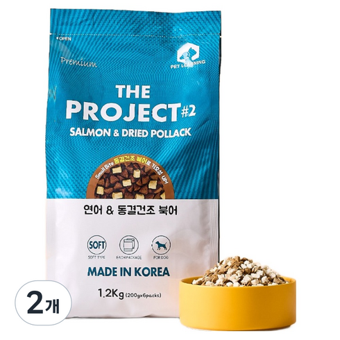 펫러닝 전연령 강아지 기호성 좋은 동결건조 소프트 사료, 연어+황태, 1.2kg, 2개