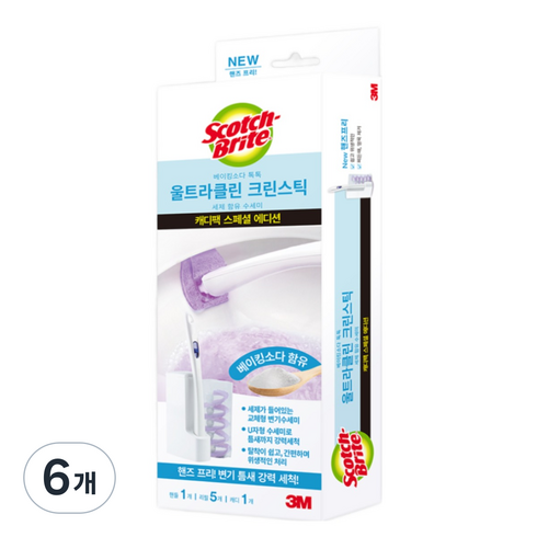 스카치브라이트 쓰리엠 울트라클린 베이킹소다 크린스틱 캐디팩, 혼합색상, 6개