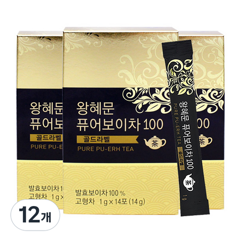 왕혜문 퓨어보이차 100, 1g, 14개입, 12개