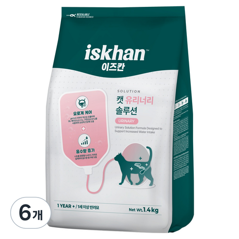 이즈칸 캣 유리너리 솔루션 사료, 1.4kg, 6개