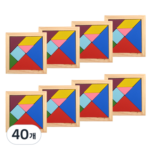 원목 칠교 소, 혼합색상, 40개, 1인용