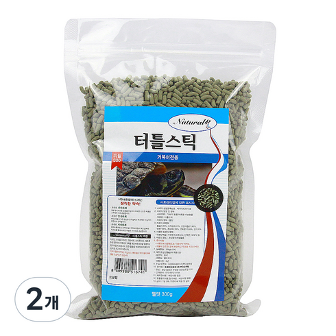 내츄럴한 터틀스틱 거북이전용 사료 리필용, 300g, 2개