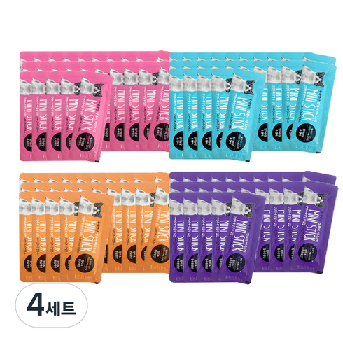 캣퓨어 고양이 미니 스틱 4종 세트, 혼합맛(닭가슴살씨푸드/닭가슴살연어/참치흰살생선/참치등푸른생선), 700g, 4세트