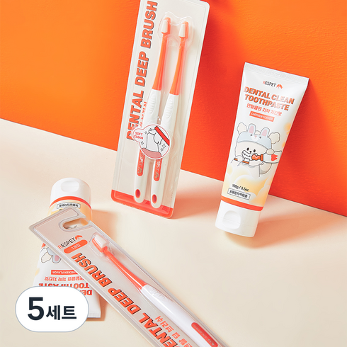리스펫 반려동물 덴탈클린 치약 + 덴탈 딥 브러쉬 2p 세트, 5세트