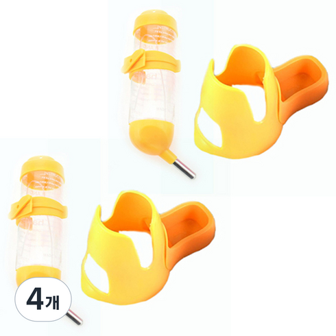 블럭마트 햄스터 소동물 3in1 물병 125ml, 옐로우, 4개