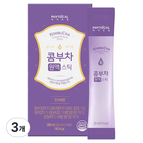 파이토컬 진저레몬 콤부차 원액스틱, 20ml, 14개입, 3개