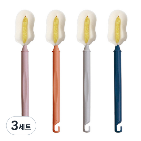 슈베스 국내 제조 더블폼 세척솔 4종 세트, 핑크, 코랄, 그레이, 네이비, 3세트