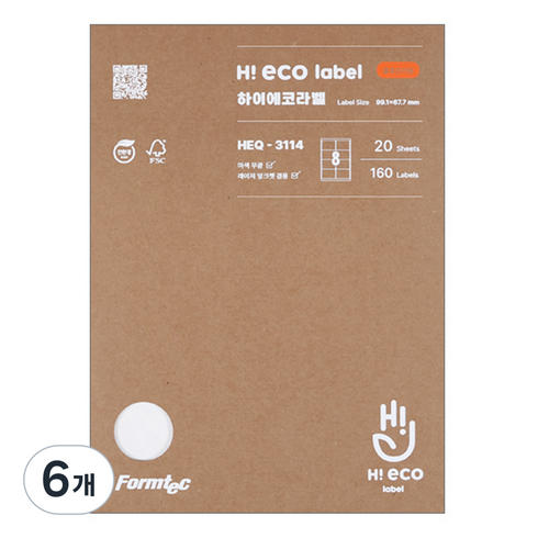 폼텍 하이에코 물류관리용 라벨지 HEQ-3114, 8칸, 120개