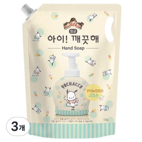 아이깨끗해 포차코 폼 핸드솝 순 리필, 3개, 1.8L
