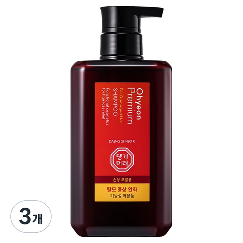 댕기머리 오현 프리미엄 스칼프 샴푸 손상 모발용 플로럴, 3개, 500ml