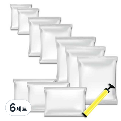 이불 압축팩 소형 2p + 중형 2p + 대형 3p + 특대형 3p 세트, 6세트
