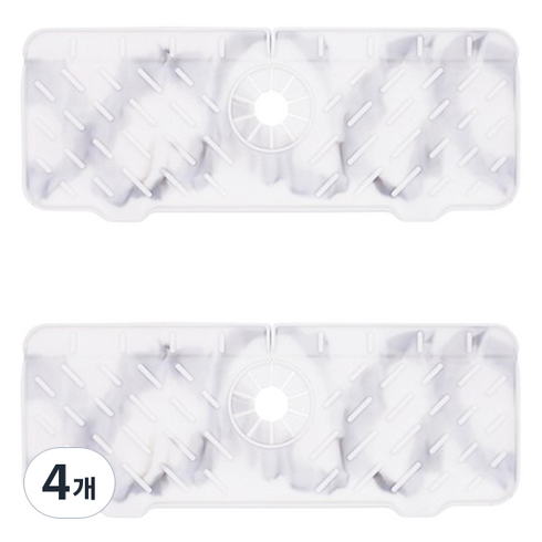 블럭마트 주방 수도꼭지 실리콘 배수패드, 1단, 오프화이트, 4개