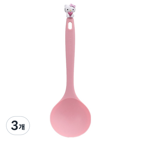 릴팡 헬로키티 실렛 피규어 실리콘 서빙스푼, 핑크, 3개