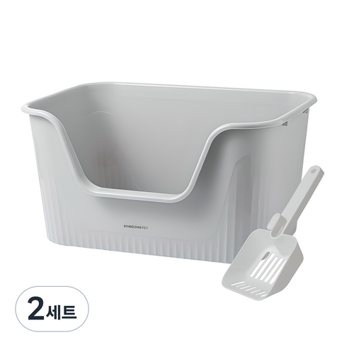 딩동펫 바스켓 특대형 고양이 화장실, 그레이, 2세트