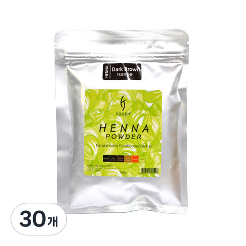 코겐 헤나파우더 염색약 100g, 다크브라운, 30개