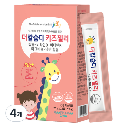 지엠팜 더칼슘디 키즈젤리, 280g, 4개