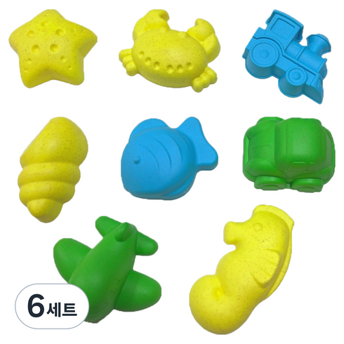 키즈망고 종합 몰드 모래놀이 도구 세트 70g, 혼합색상, 6세트
