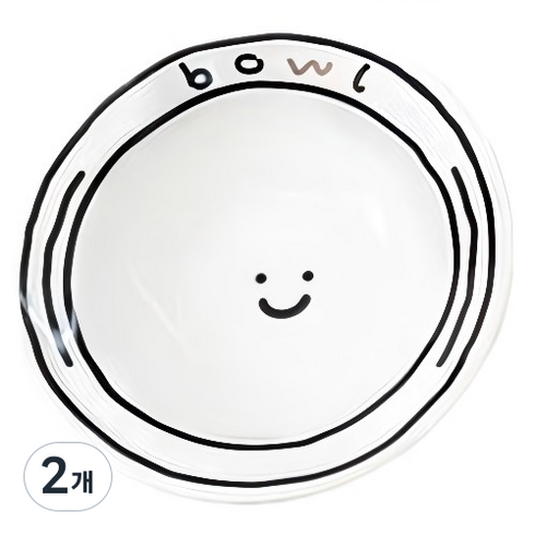 인블룸 스마일 도자기 그릇 14cm, 화이트, 2개