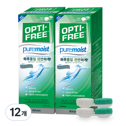옵티프리 퓨어모이스트 렌즈세정액 + 렌즈케이스, 300ml, 12개