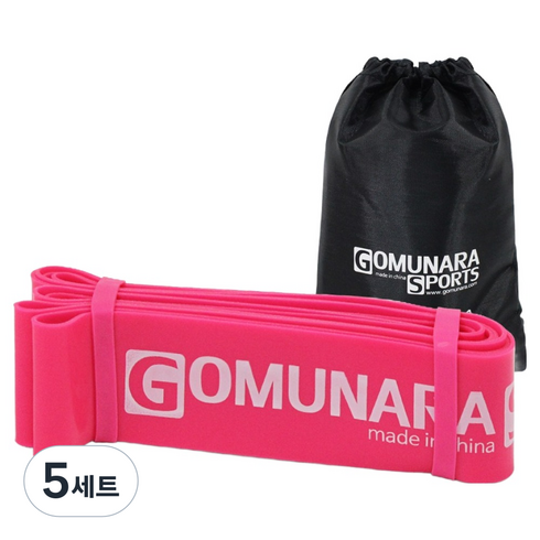 고무나라 스트레칭 발레밴드 + 파우치 세트, 핑크(밴드), 5세트