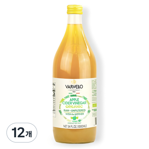 발베로 유기농 애플 사이다 비네거, 1L, 12개