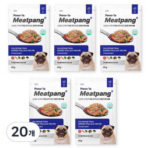 페노비스 전연령 강아지 미트팡 피부&장 화식사료, 참치, 80g, 20개