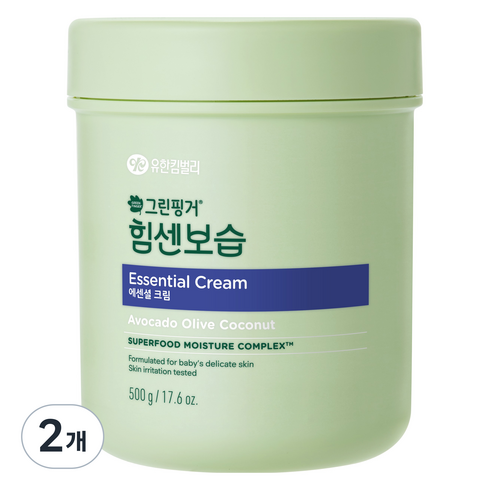그린핑거 힘센보습 대용량 영유아 에센셜 크림 오렌지그린티향, 500g, 2개