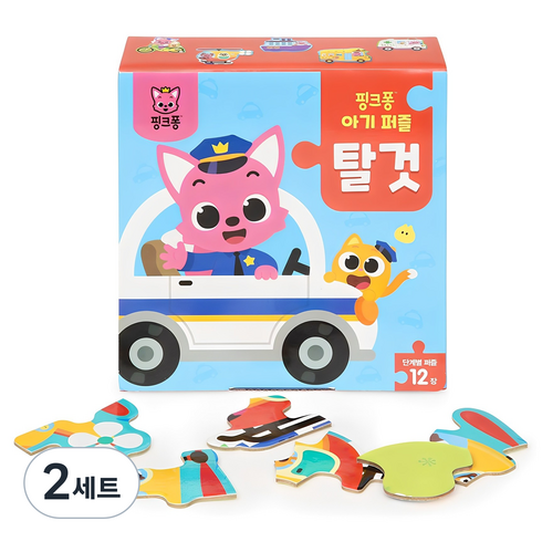 핑크퐁 아기 퍼즐 12종 세트 탈 것, 2세트, 12피스