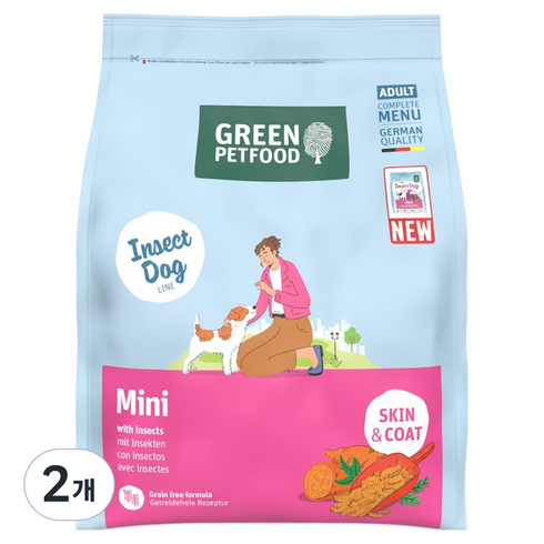 그린펫푸드 미니 인섹트도그 하이포알러젠 독일 펫 푸드, 피부/피모+알러지, 900g, 2개