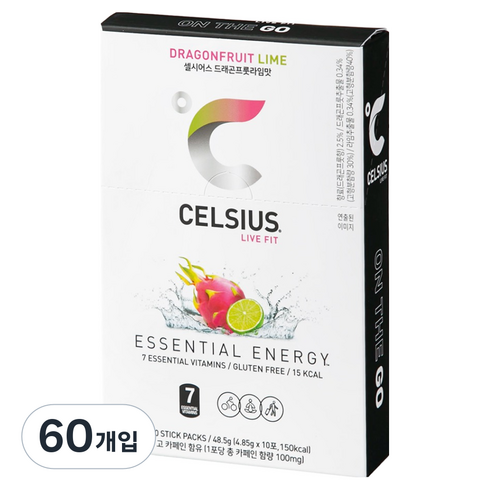셀시어스 OTG 온더고 비타민 피트니스 에너지드링크 드래곤푸룻라임, 4.85g, 60개입