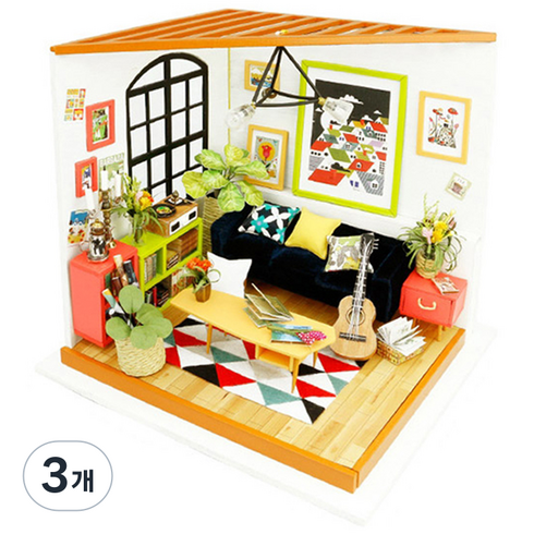 프라임위너스 DIY 미니어처 시그니처 하우스 키트 거실, 혼합 색상, 3개