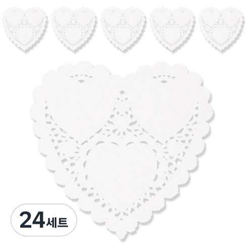 리빙다 도일리 하트 페이퍼 14cm 100p, 24세트