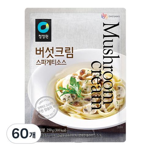 청정원 버섯크림 스파게티소스, 250g, 60개