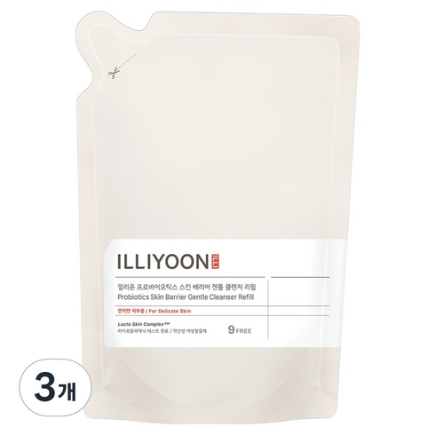 일리윤 프로바이오틱스 스킨 배리어 젠틀 클렌저 약산성 여성청결제 리필, 250ml, 3개